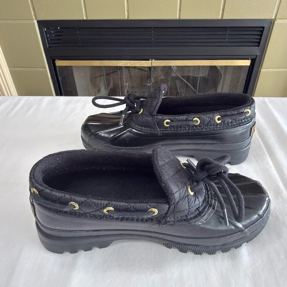 EUC Sperry Waterproof Rubber Quilted Fleece Loafers-Black-Women’s Size 6 - Picture 10 of 10